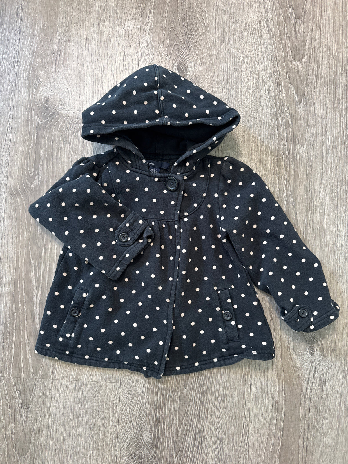 #149 Girls 4T Baby Gap black polka dot sweatshirt jacket
