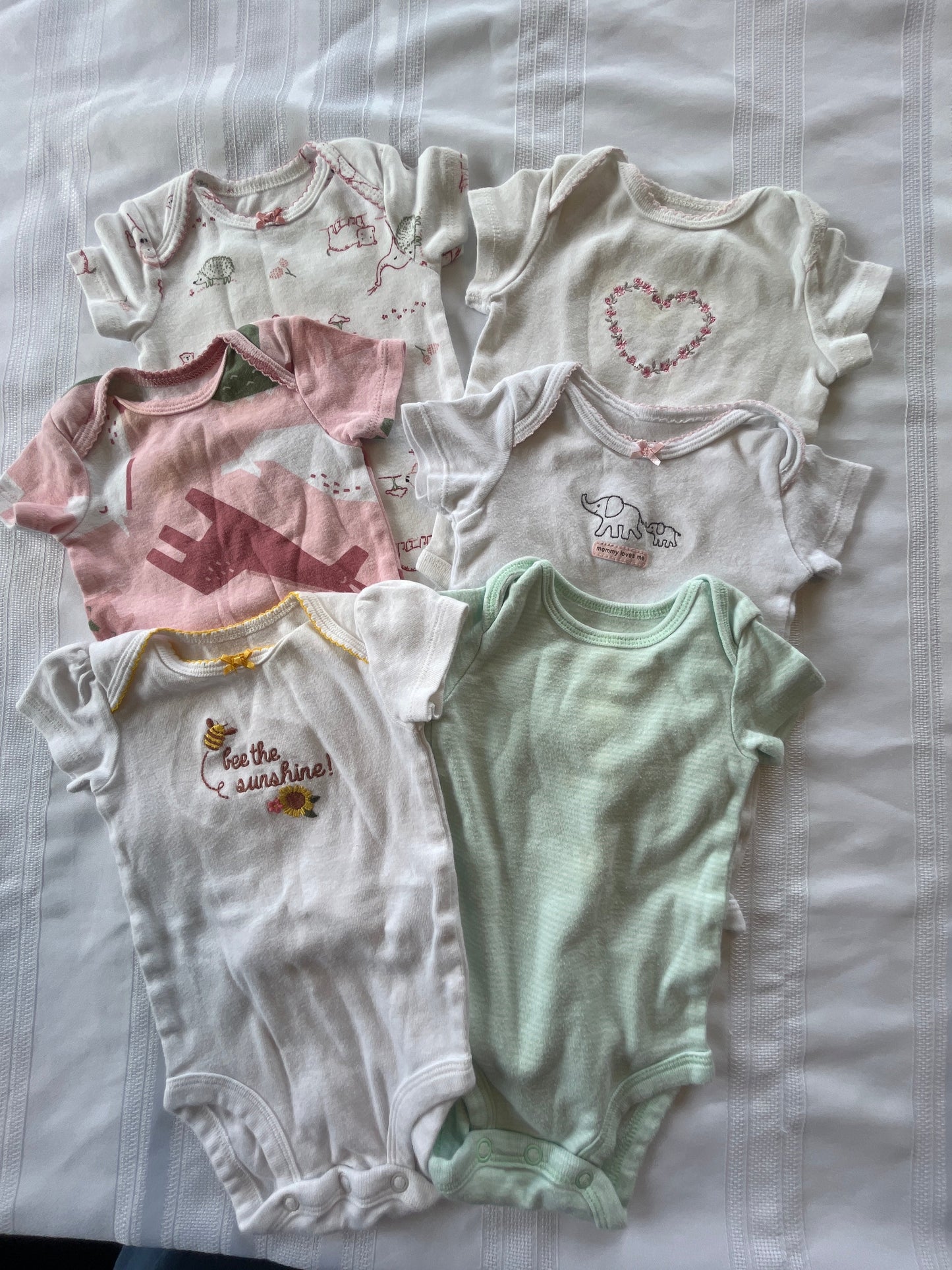 #57  Girls 3mo onesies set of 6 EUC