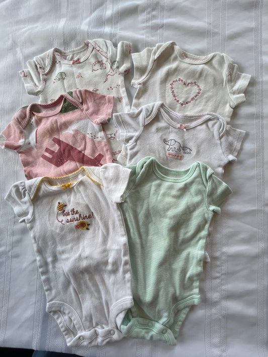 #57  Girls 3mo onesies set of 6 EUC