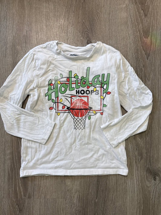 #149 Boys old navy size 8 holiday hoops long sleeve tshirt