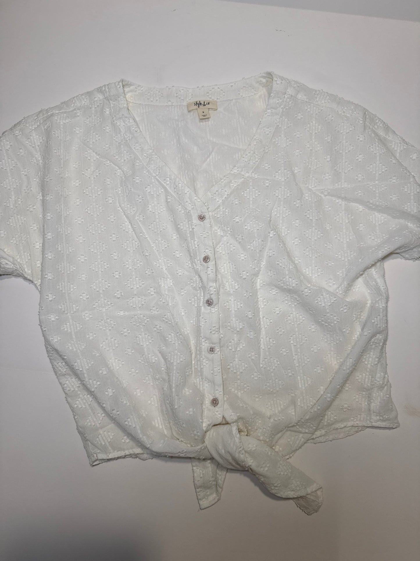 #64 White Tie bottom blouse Size S
