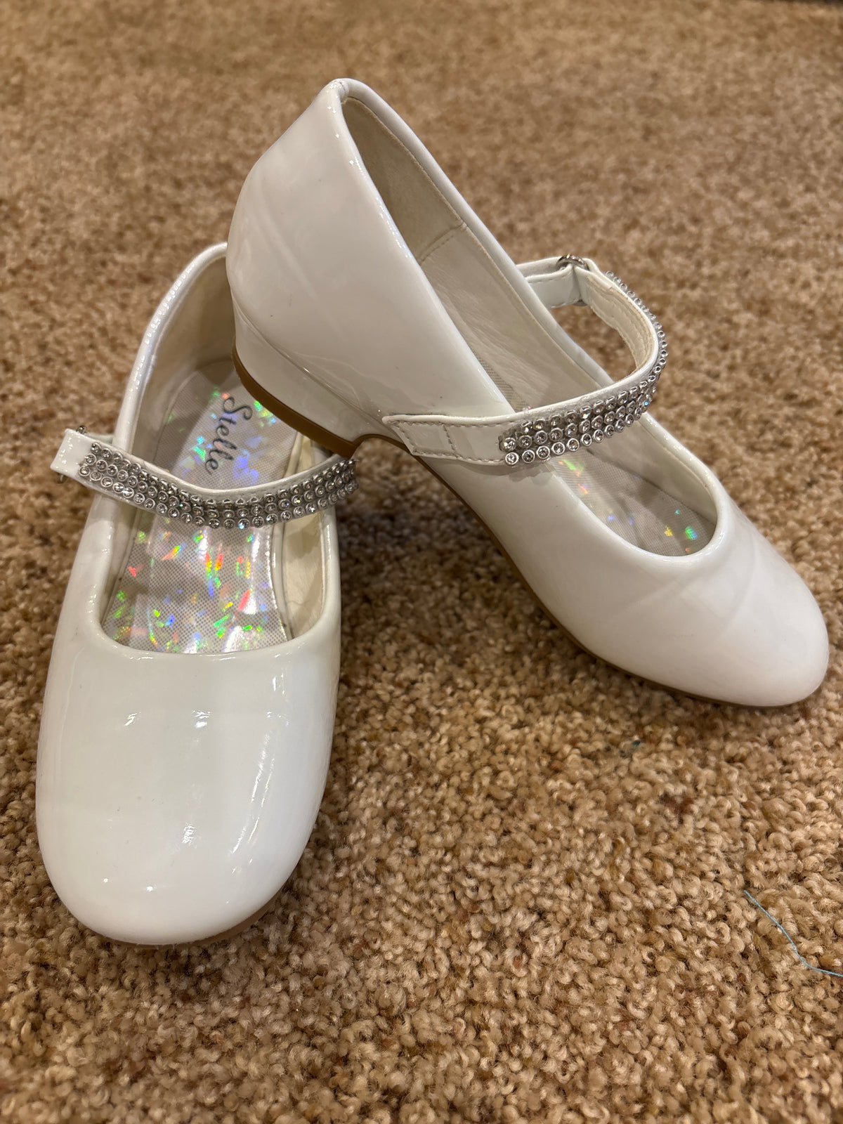 #47, Stelle white heels Girls Size 12