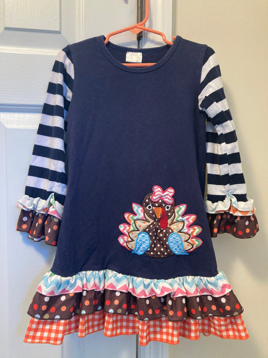 Seller #57 Girls 5 Ruffle Thanksgiving turkey dress REDUCED
