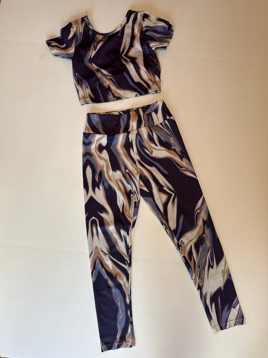 #96 Girls Zara Matching Legging and Crop Top Set Size 7