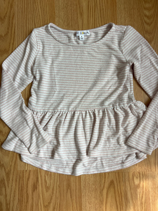 178 Love glam girl size 6 pink strip peplum GUC super soft!