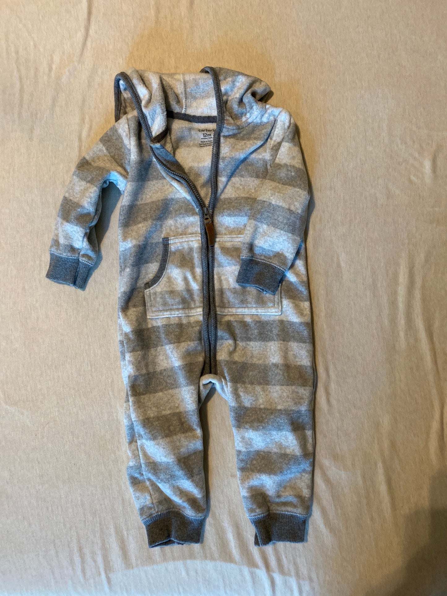 Seller #86 *REDUCED* Carters fleece zipped hooded romper (size 12 month)