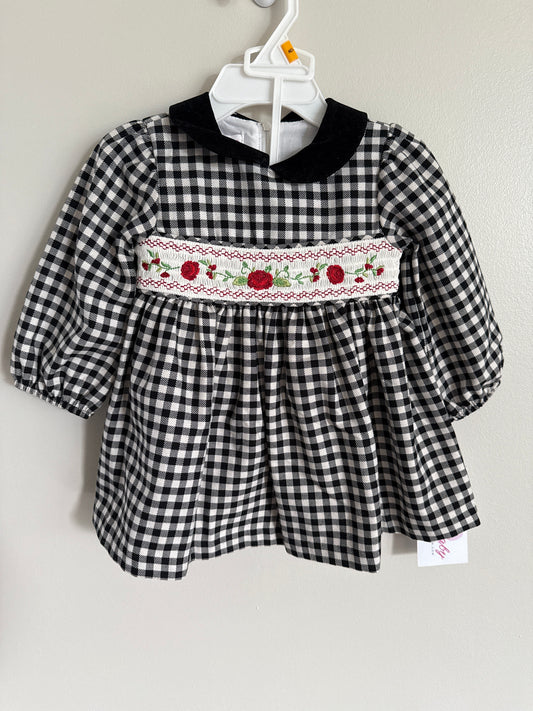 #173-NWT plaid embroidered dress size 12m