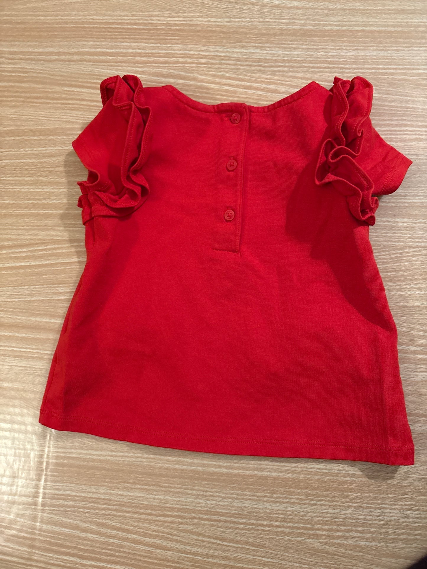 #102 Janie & Jack Girls Red Knit Ruffle Top 2T