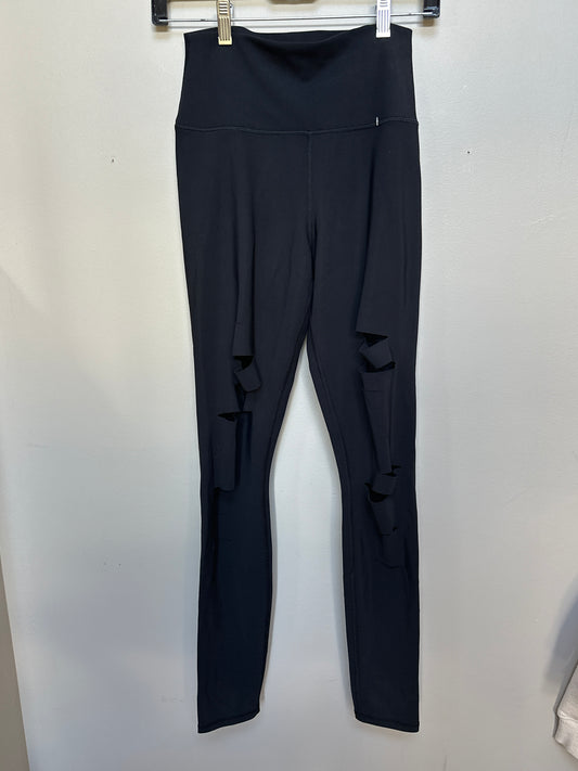 #130 Alo Yoga Women’s Sz S Black Leggings with Cutoff