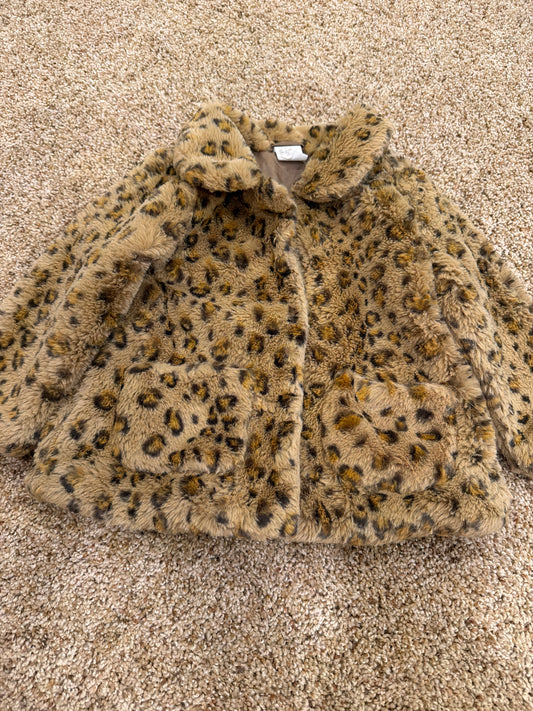 #47 girls size 9-12mo H&M leopard fleece coat