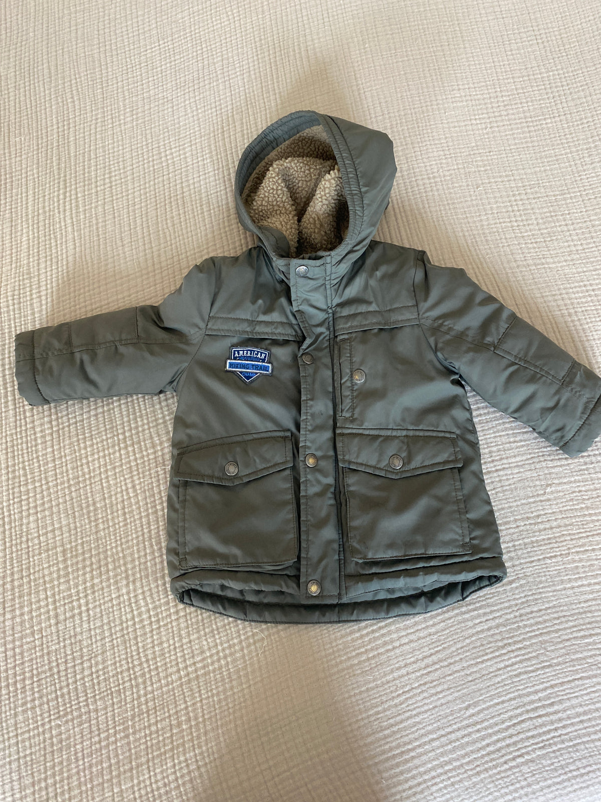 #63-Carters olive green winter jacket-2T