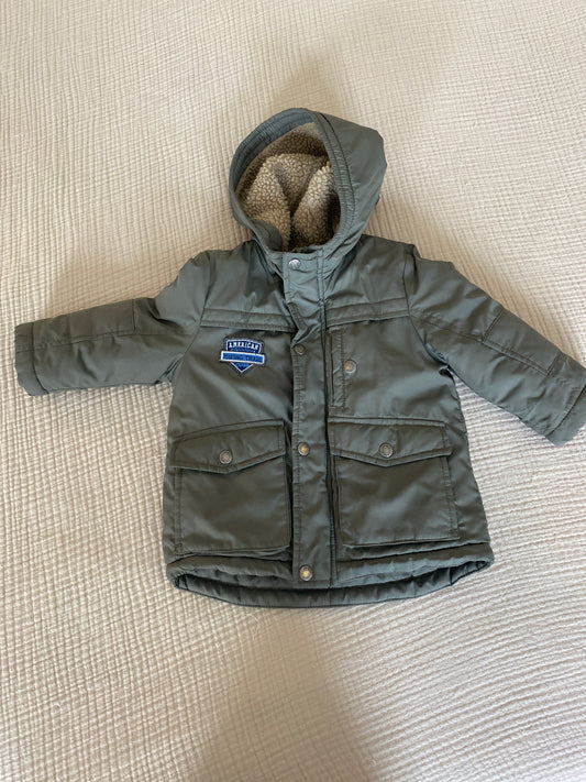 #63-Carters olive green winter jacket-2T