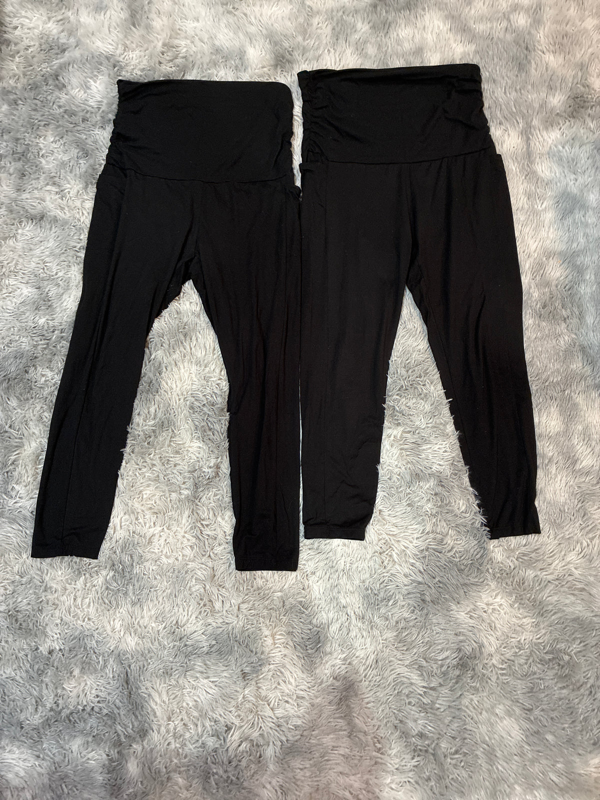 SCO46-black maternity leggings- women’s-XL-2 pack with pockets