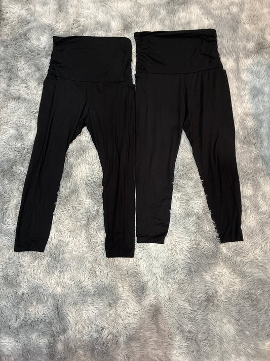 SCO46-black maternity leggings- women’s-XL-2 pack with pockets