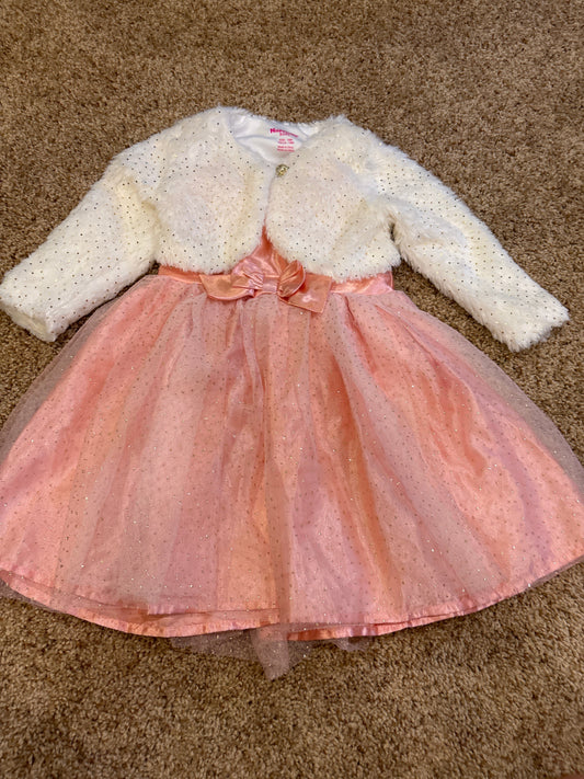 #47, girls 18mo, Nannette Kids pink dress and white long-sleeve vest