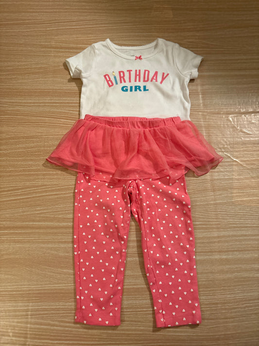 #102 Carters Pink and White Birthday Girl Outfit 18 Months
