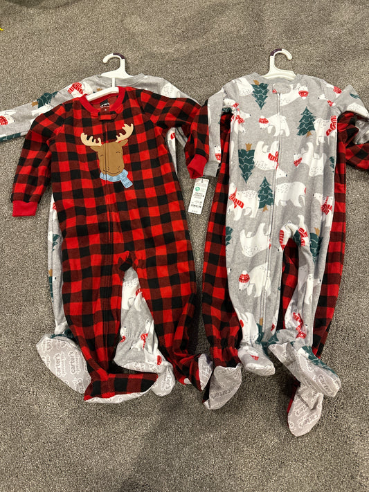 #133 Carters New Sz 2T Footed Fleece Pajamas 2 pairs