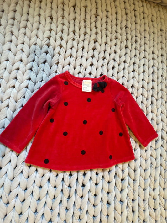 Seller #127 Red black polka dot long sleeve Girls Size 12m
