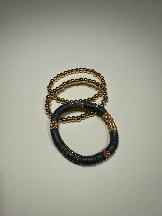 #96 Womens Gold and Gray Bracelet Set