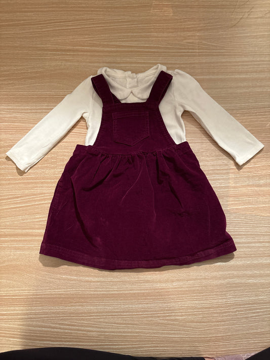 #102 Joe Fresh Purple Corduroy Jumper Dress with Peter Pan Collar Top Girls Size 12-18 Months
