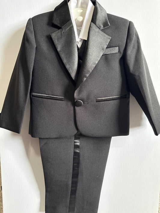 Seller #216, Boys black traditional custom made tuxedo, 24 months or 2T