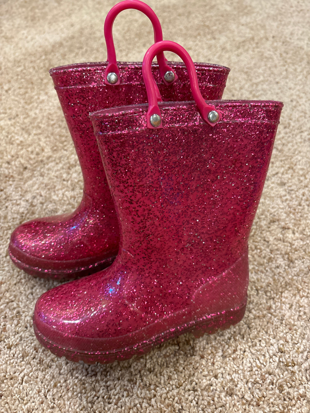 #47, girls Rain boots pink/sparkle Kid Size 10