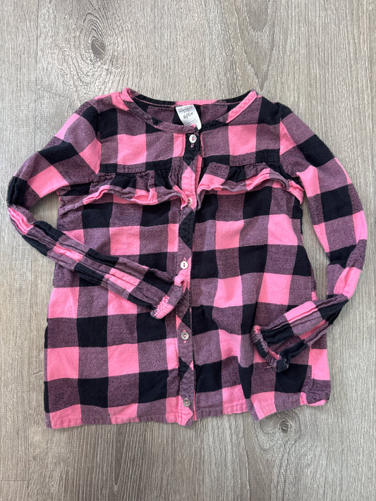 #149 Girls carters 6 pink and black buffalo plaid flannel shirts