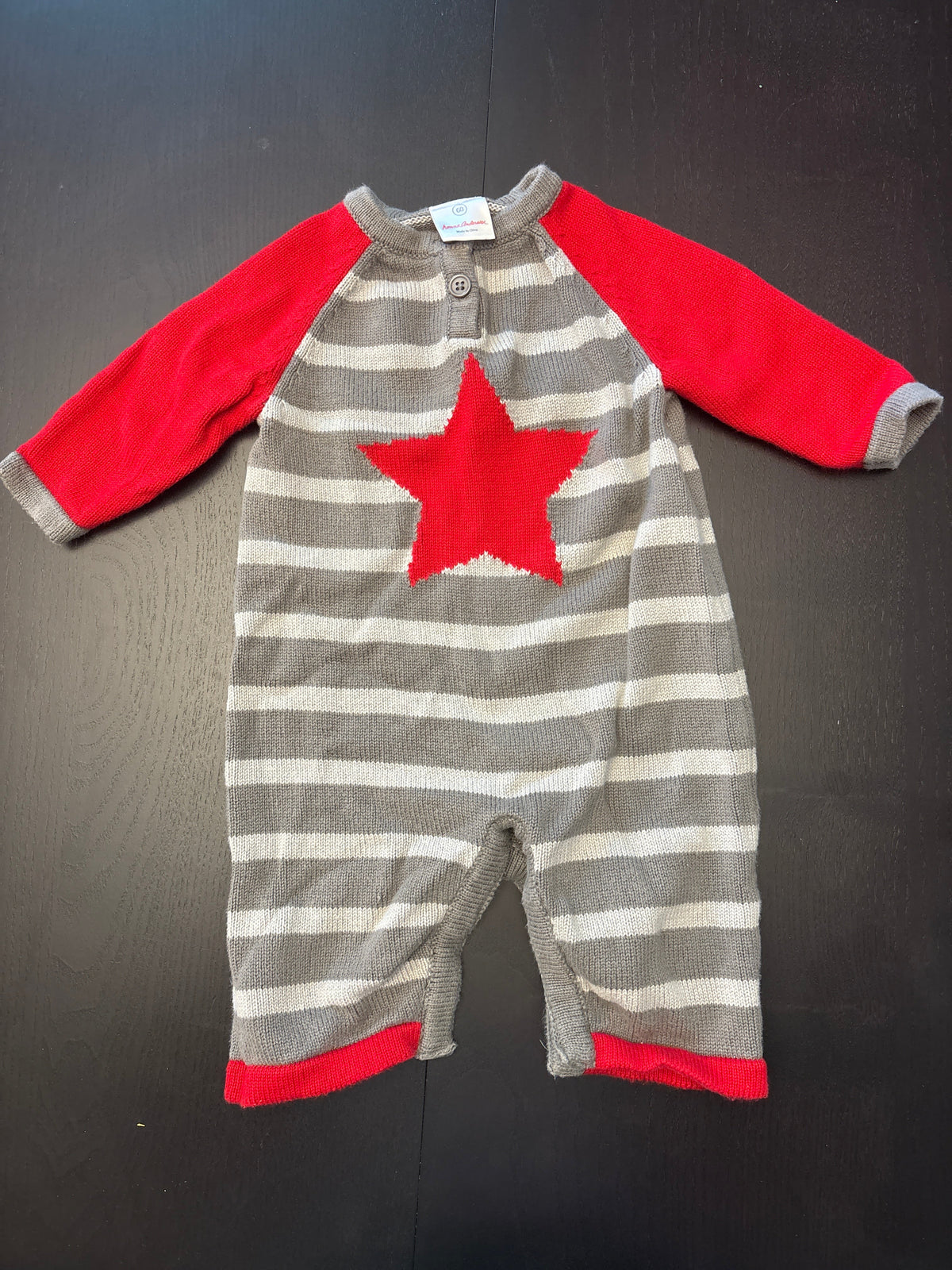 #166 boys Hannah Andersson sz60 sweater romper