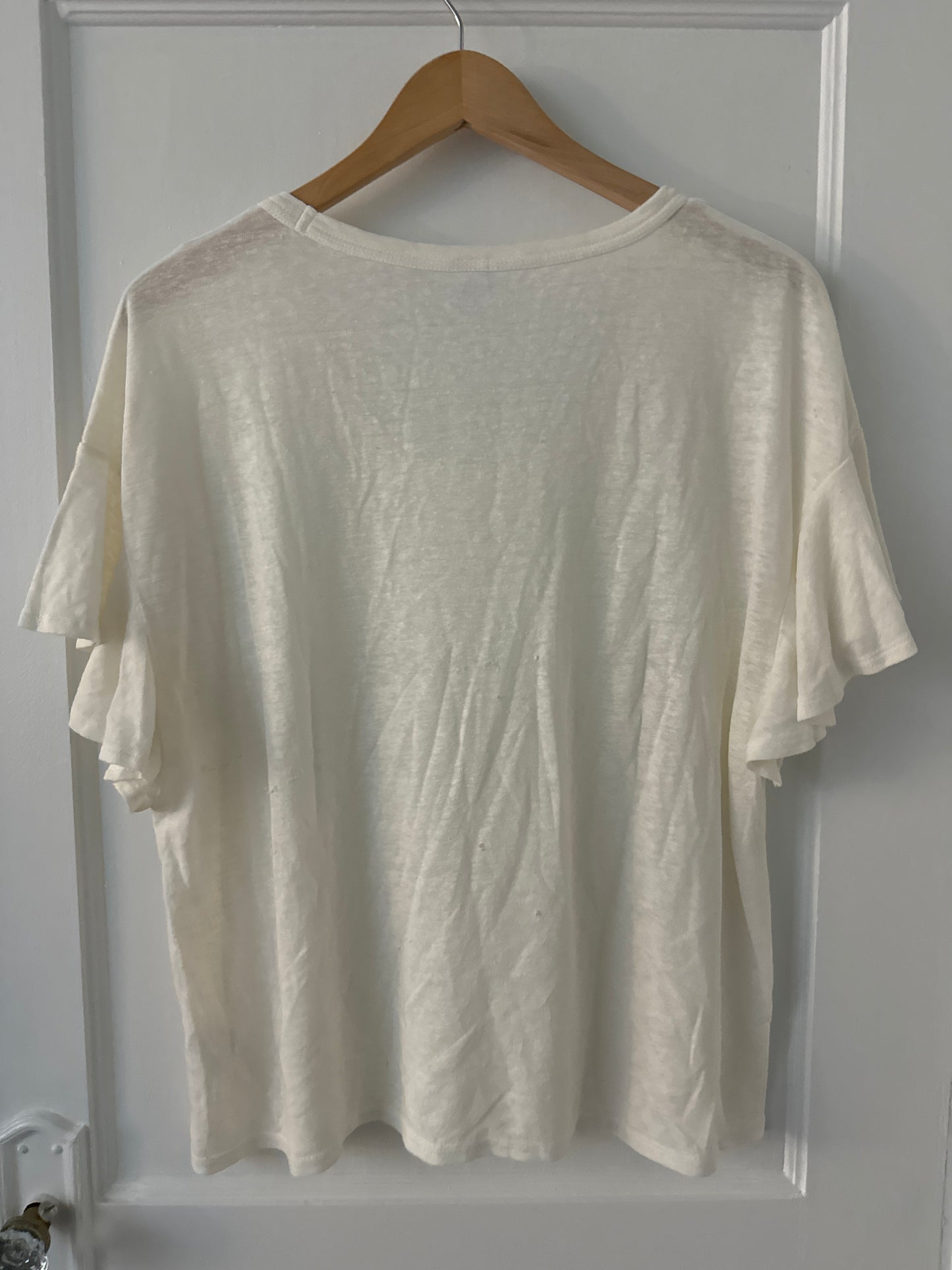 #88b Old Navy Cream Flutter Sleeve Tee, Size L, VGUC