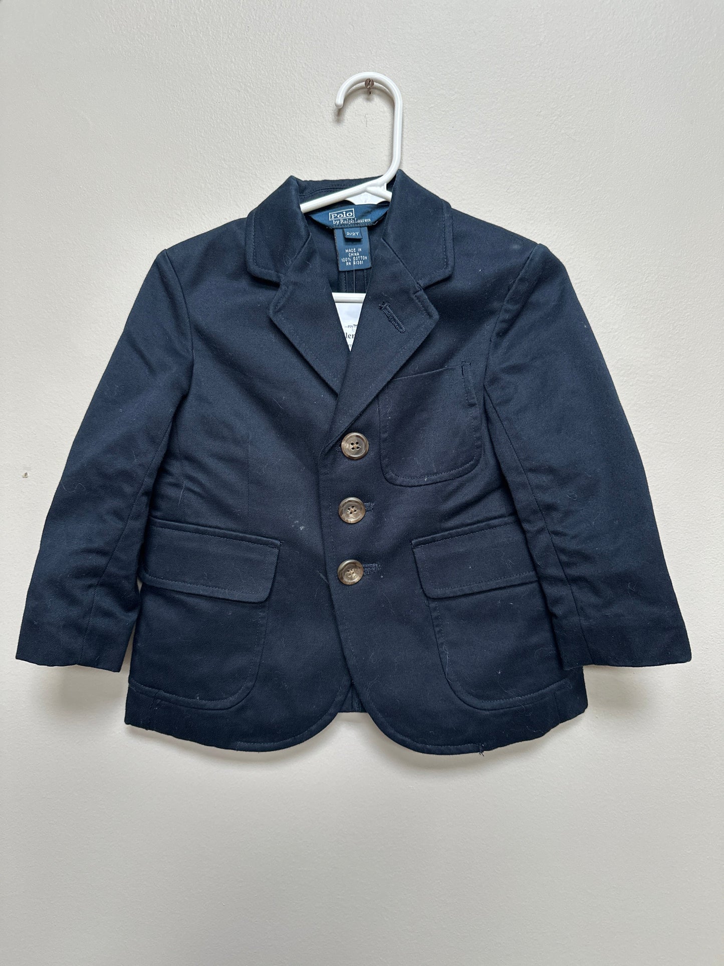 #130 Ralph Lauren Polo Sz 2T Navy Boys Blazer Retail $98