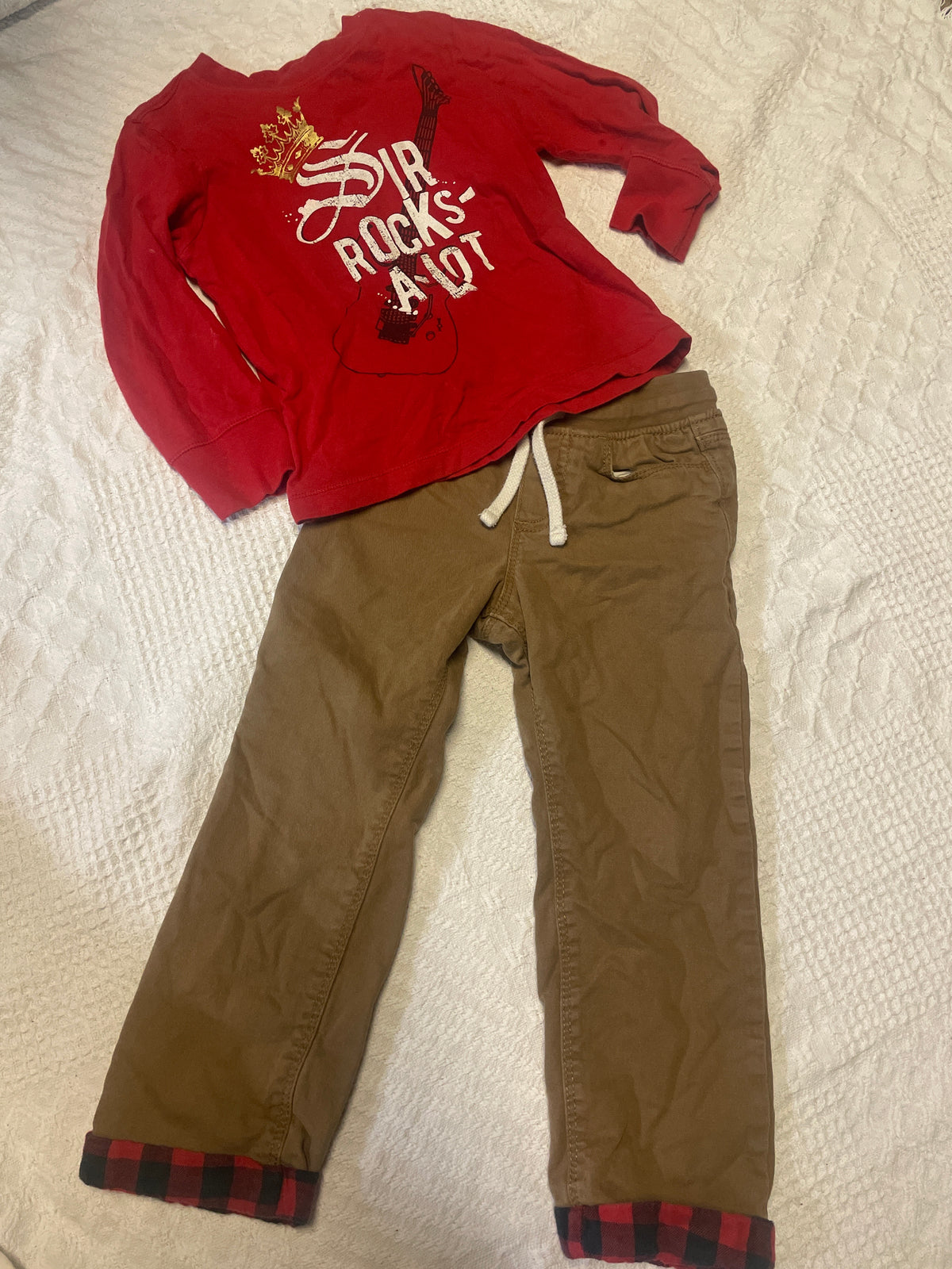 Seller #57 Boys 4t lined pants and a long sleeve tee