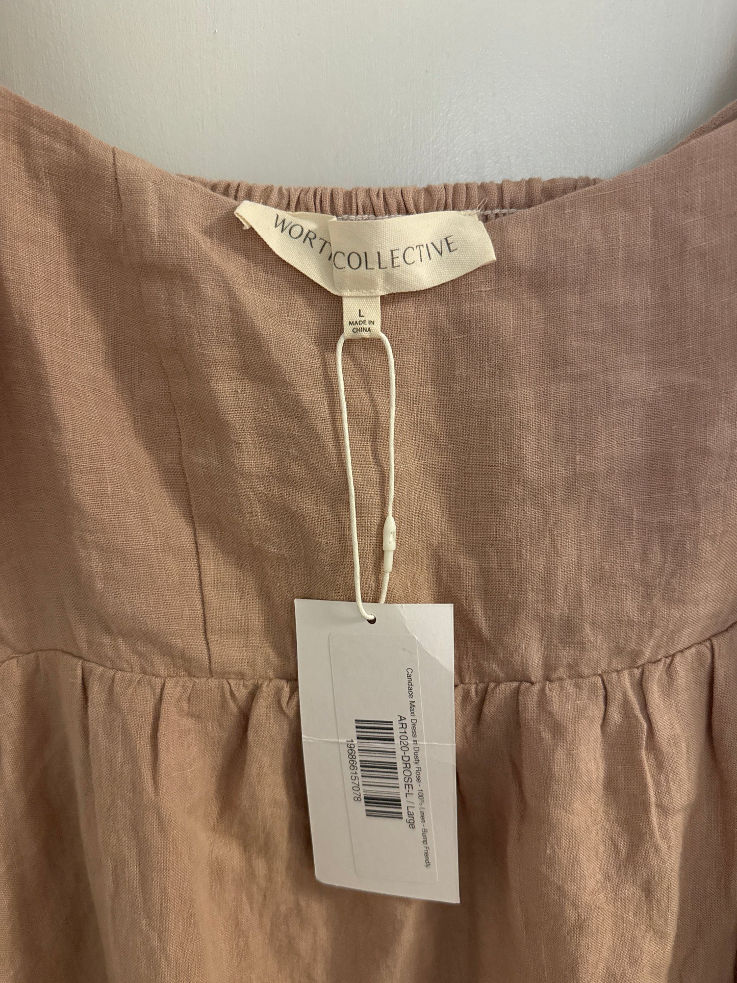 #152 - PRICE REDUCED Worth Collective Candace 100% Linen Maxi Dress, Dusty Rose – L (NWT)