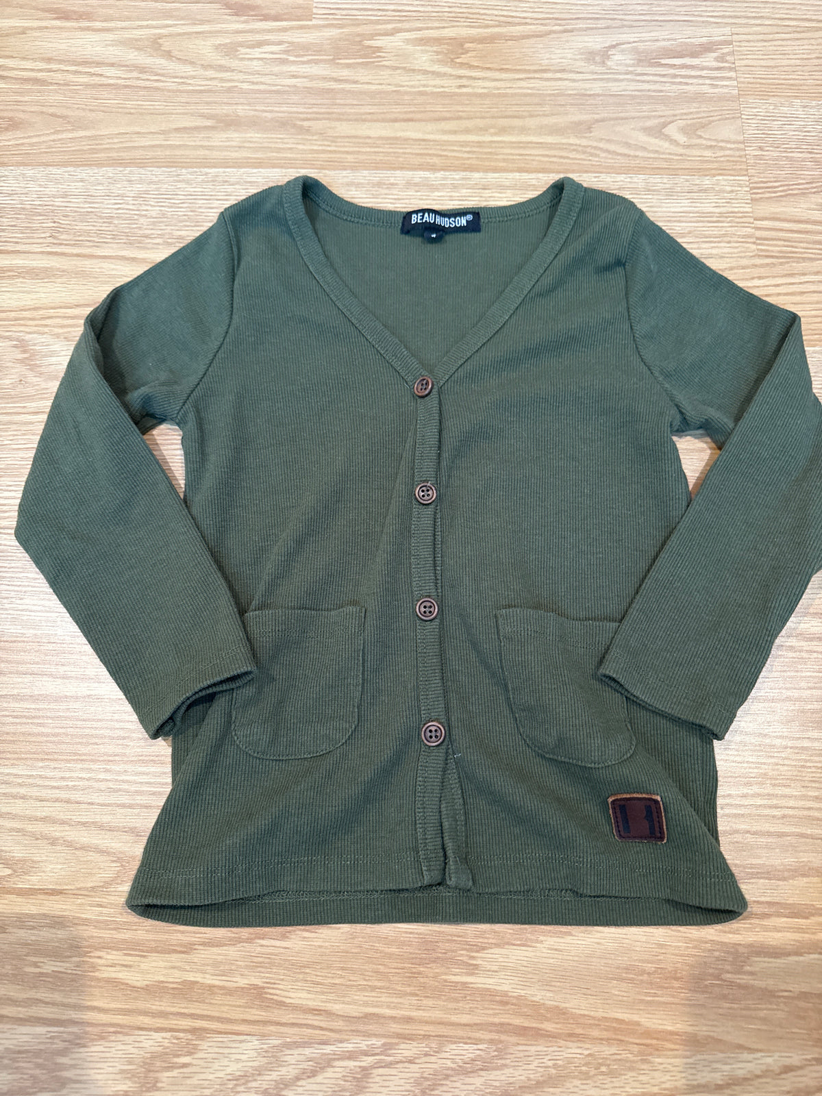 #87 Beau Hudson size 4 boys green button down cardigan EUC