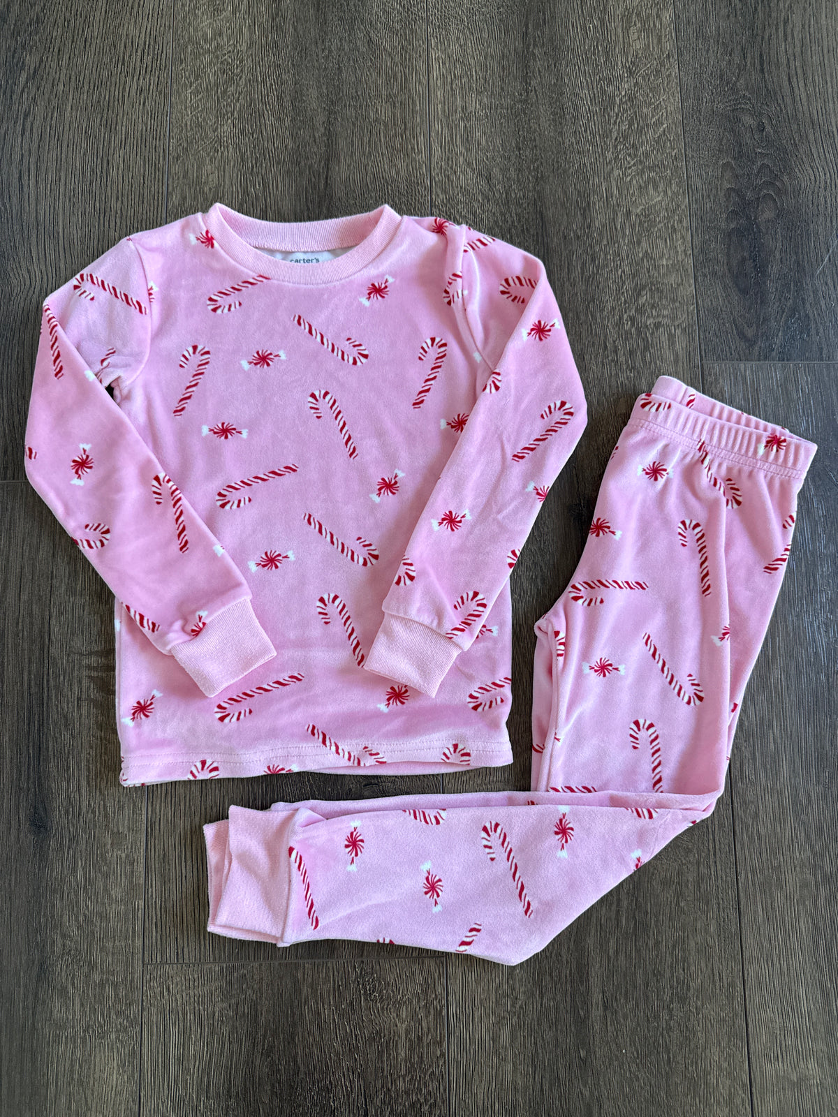 #173 Girls 4T Carters pink candy cane pajamas