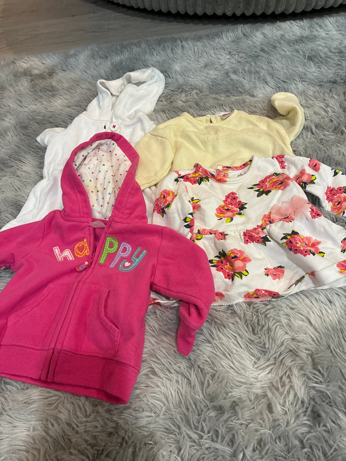 SCO46-robe sweatshirt long sleeve set-girls-0-3 months- 4 pack