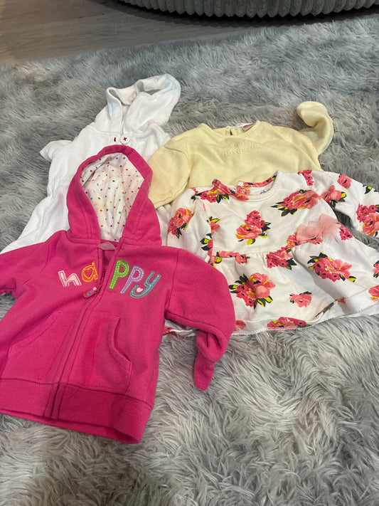 SCO46-robe sweatshirt long sleeve set-girls-0-3 months- 4 pack