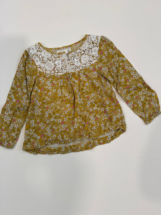 #96 H&M Yellow Floral Top 6-7
