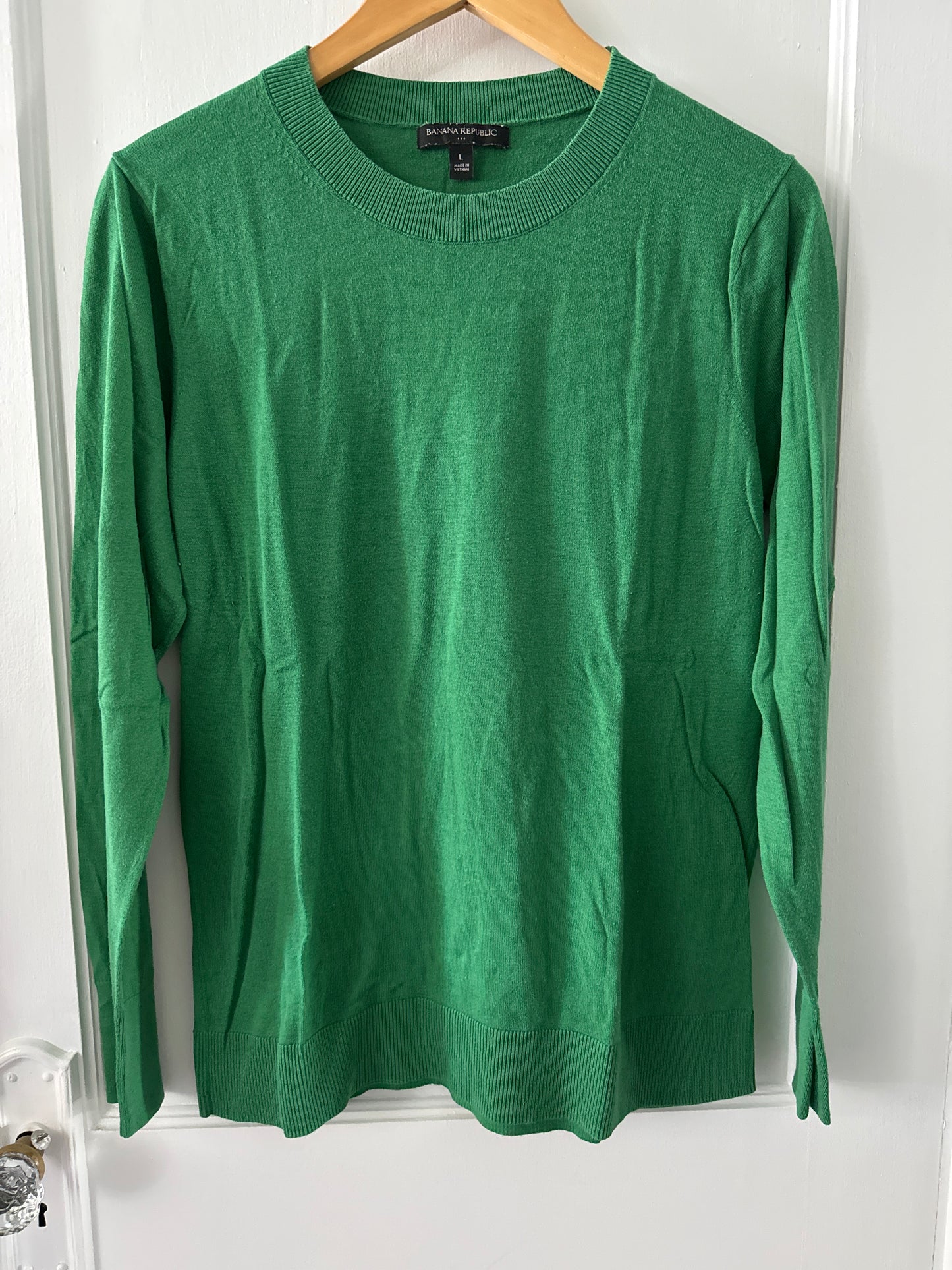 #88b Banana Republic Lightweight Kelly Green Crewneck Sweater, Size L, VGUC