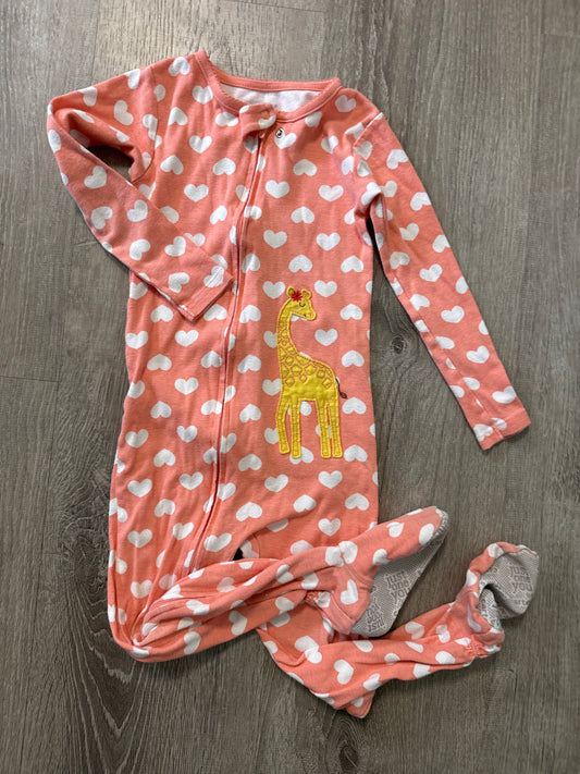 #149 reduced Girls 4T carters giraffe heart footie pajamas