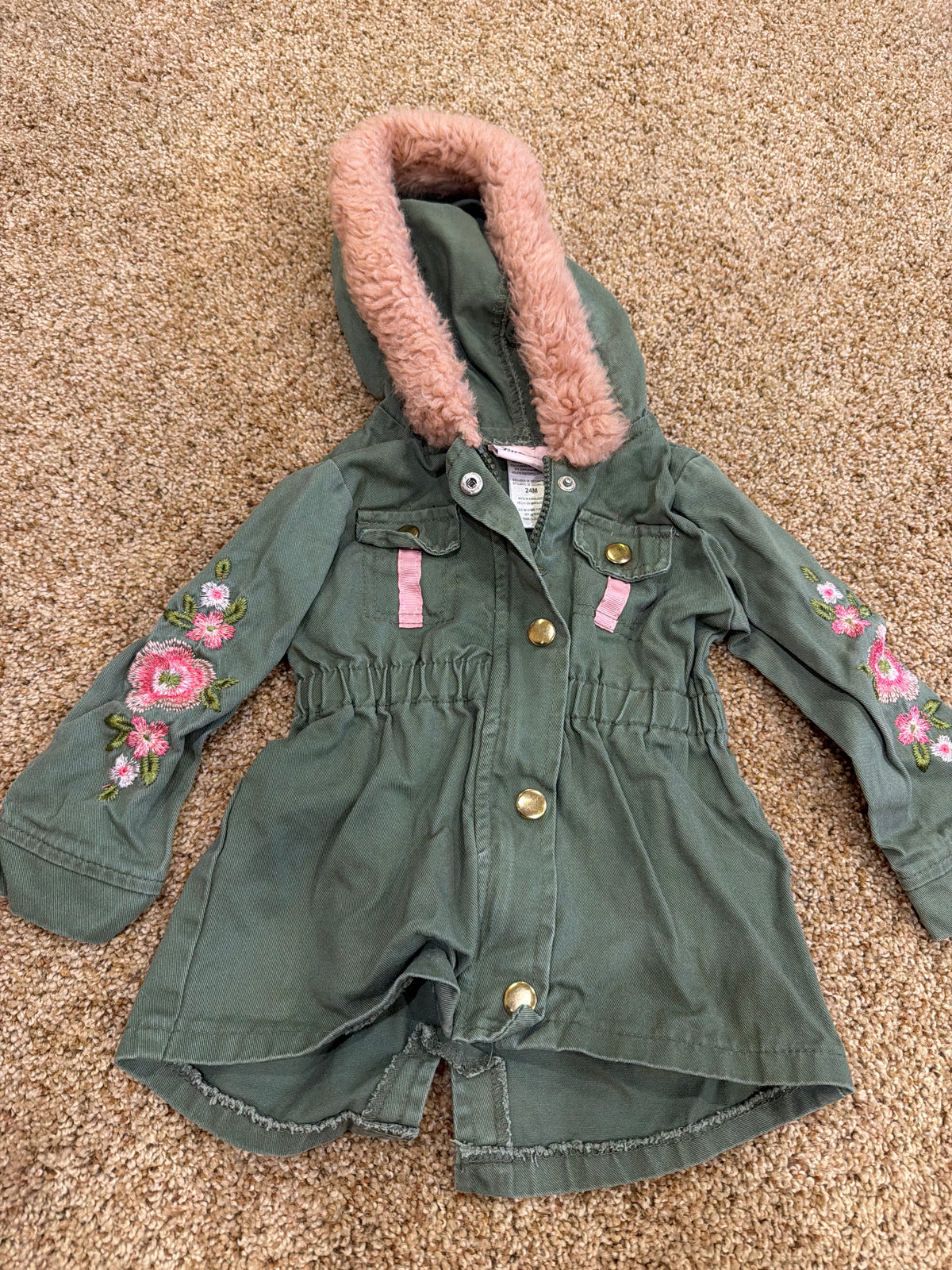 #47 girls 24mo, green embroidered jacket