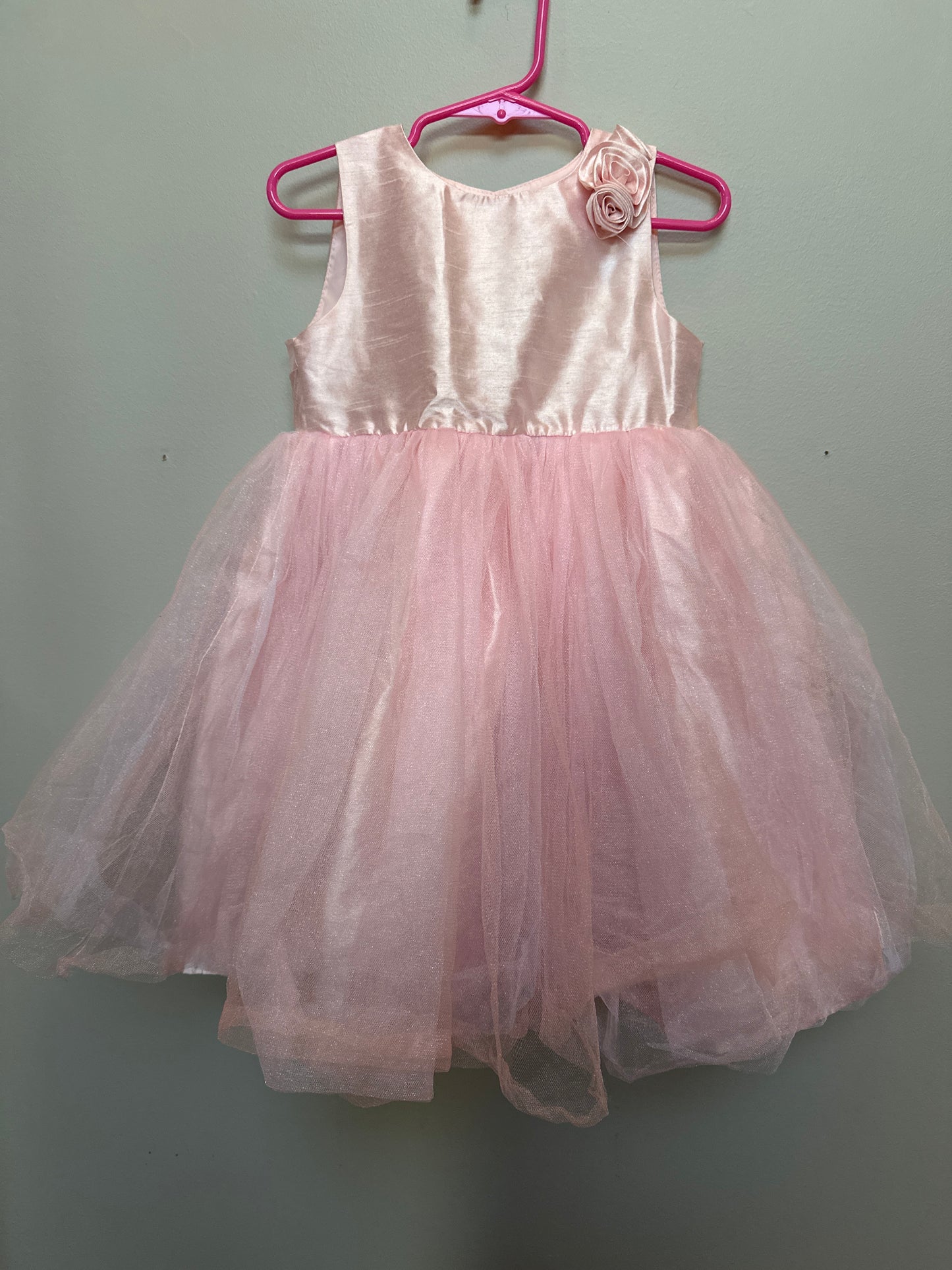 #130 Girls Pink Dress 3t Cherokee Brand Sorin Tulle Easter