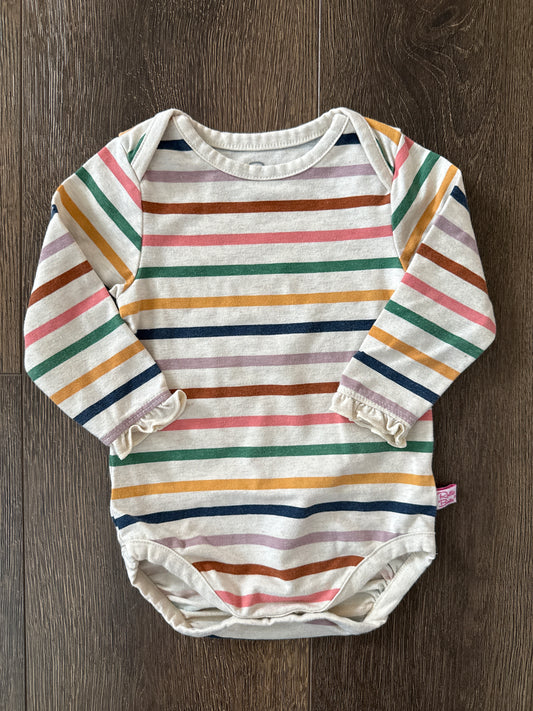#173-RuffleButts striped onesie girl size 6-12m