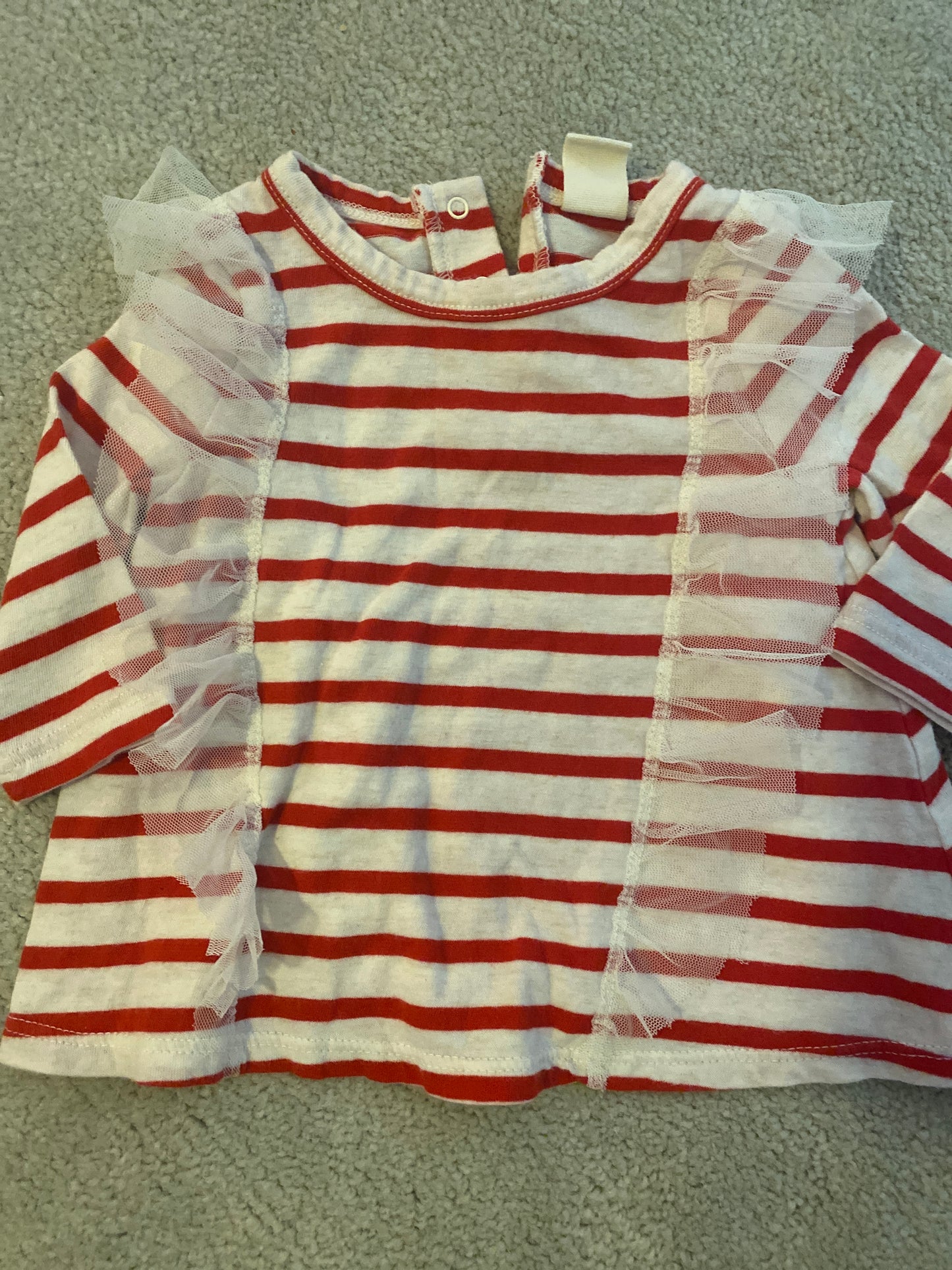 #36 Baby Girl 3M Red Striped Shirt Tucker + Tate