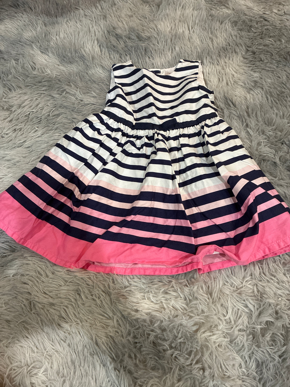 SCO46- white pink and navy dress-3-6 months, girls