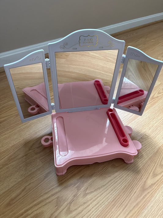 #87 FAO Schwartz pink lighted mirror