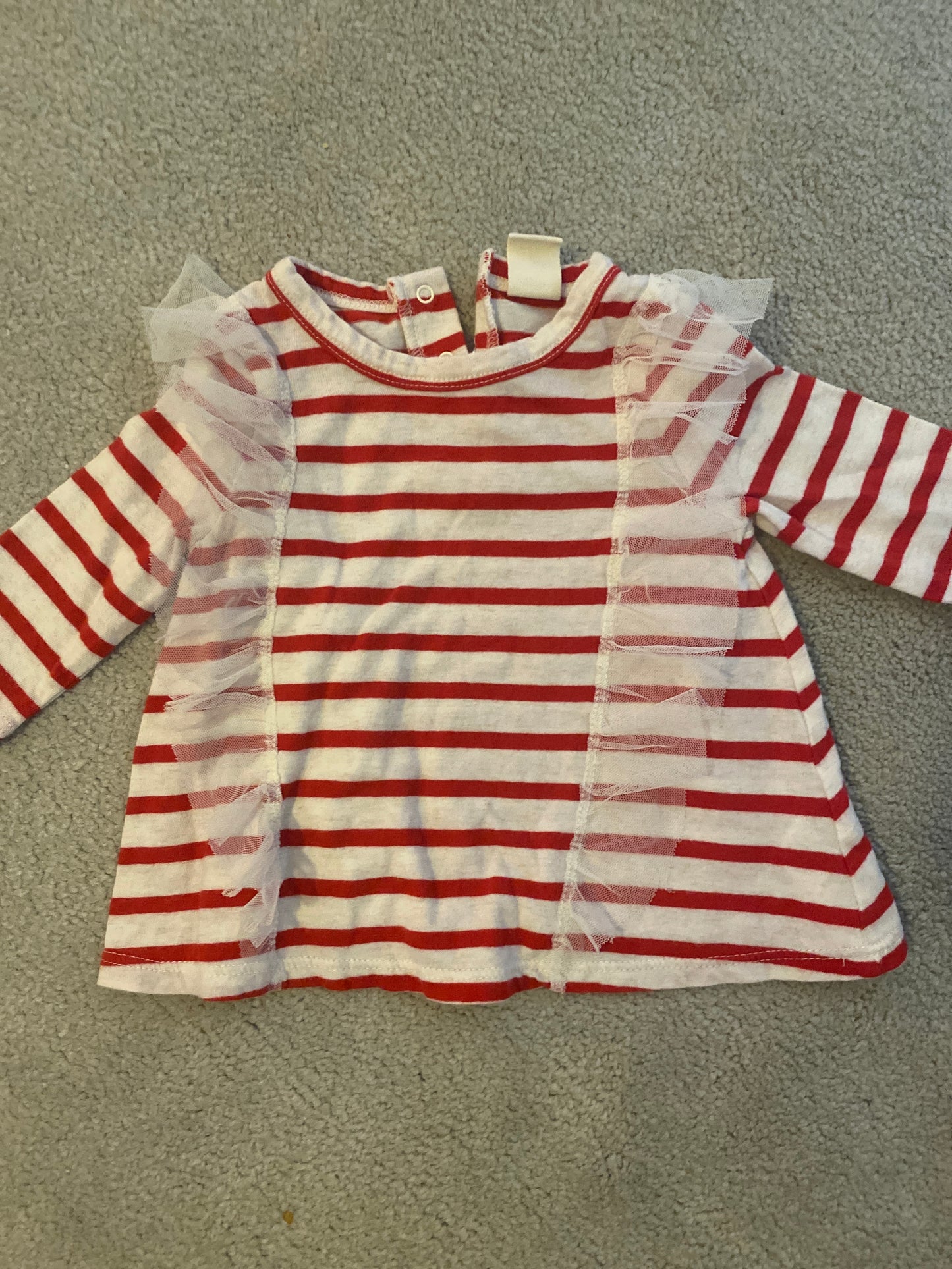 #36 Baby Girl 3M Red Striped Shirt Tucker + Tate