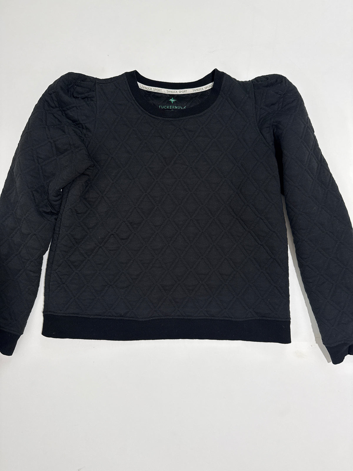 #64 Tuckernuck Black Puff Sleeve Quilted Pullover Size M