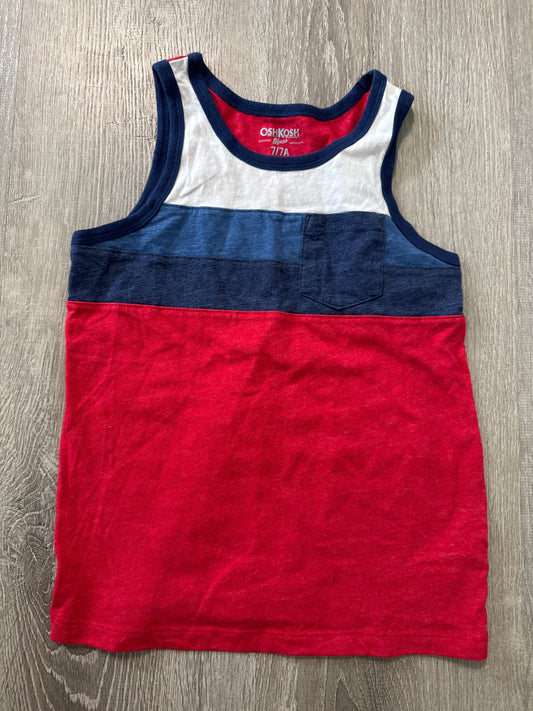 #149 Reduced Boys size 7 Oshkosh red white and blue tank