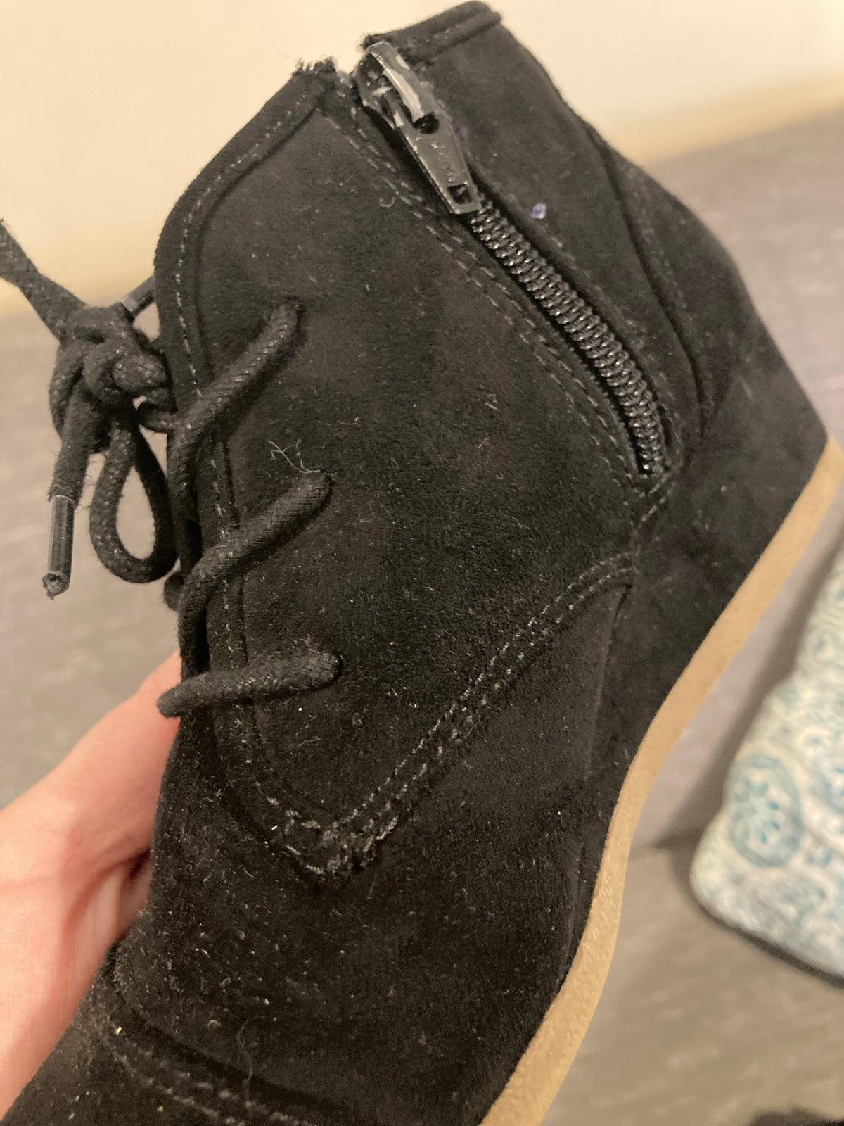Seller #60 Girls 1 Black Suede, Zip Booties