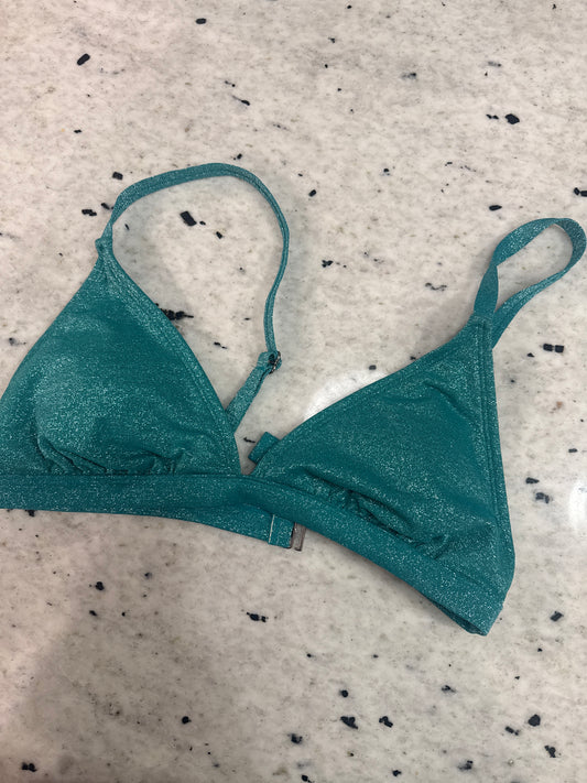 Seller #30 - Xhiliration Women's Sparkly Green Triangle Swim Top - Size Large NWOT
